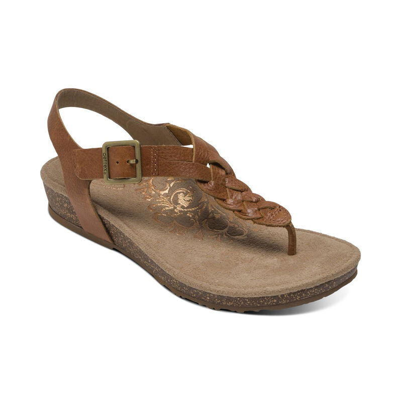 Harper Adjustable Slingback Thong Sandal - Cognac