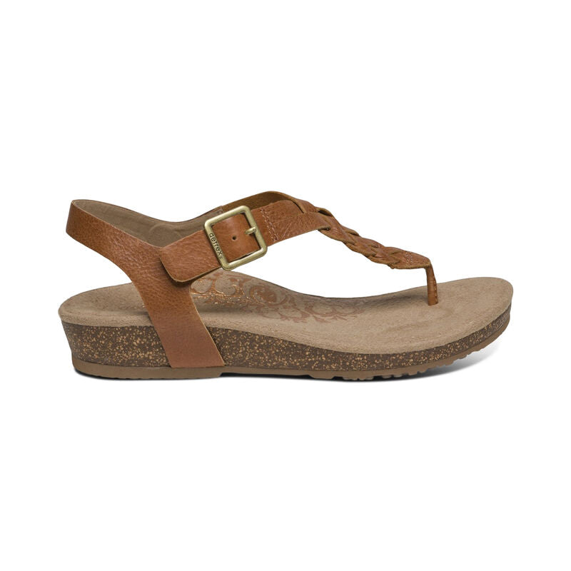 Harper Adjustable Slingback Thong Sandal - Cognac