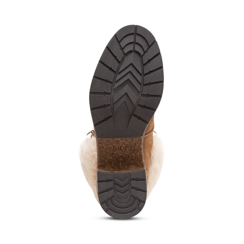 Brooklyn Fur Lace Up Boot - Dark Tan