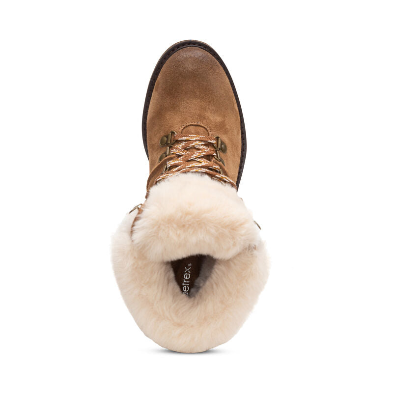 Brooklyn Fur Lace Up Boot - Dark Tan