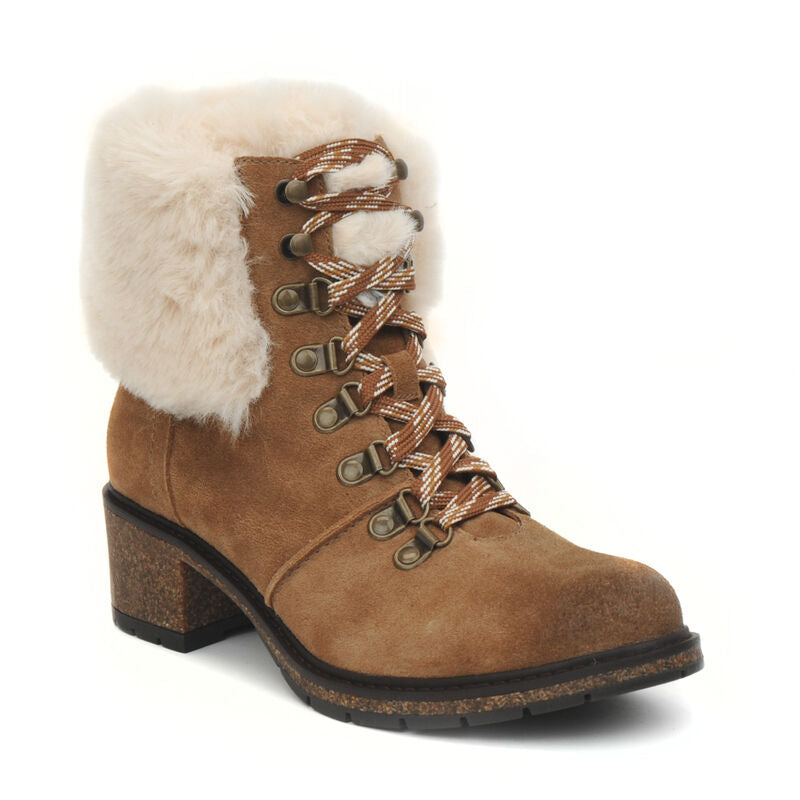 Brooklyn Fur Lace Up Boot - Dark Tan