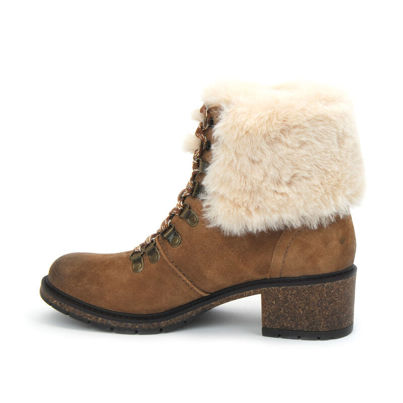 Brooklyn Fur Lace Up Boot - Dark Tan