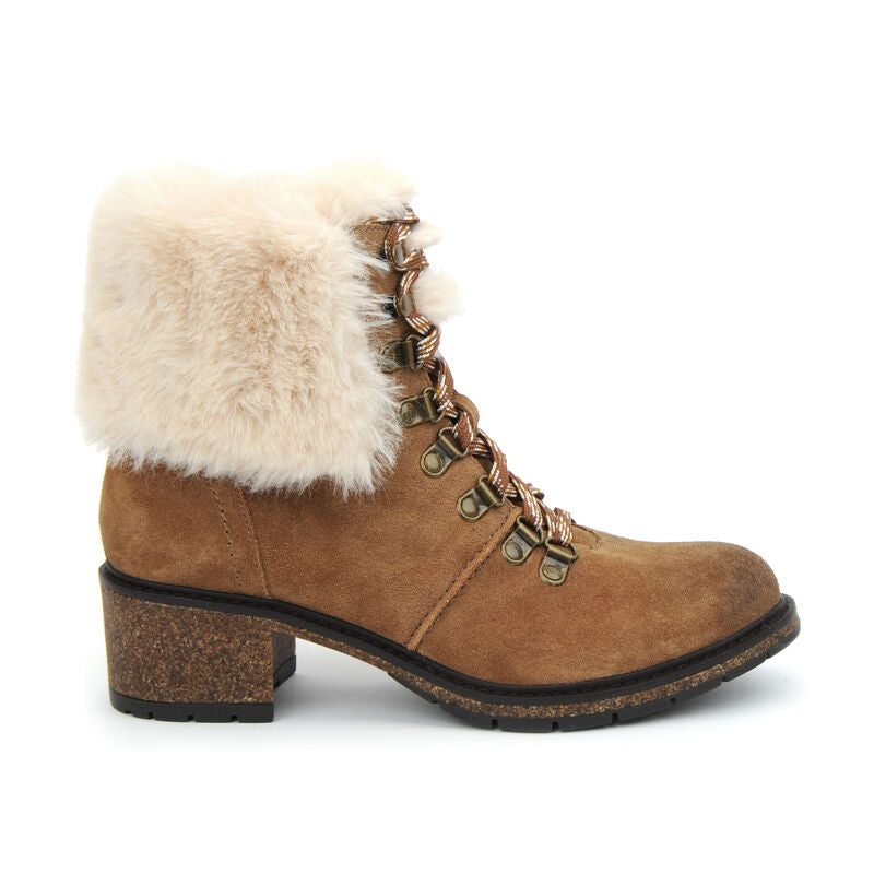 Brooklyn Fur Lace Up Boot - Dark Tan