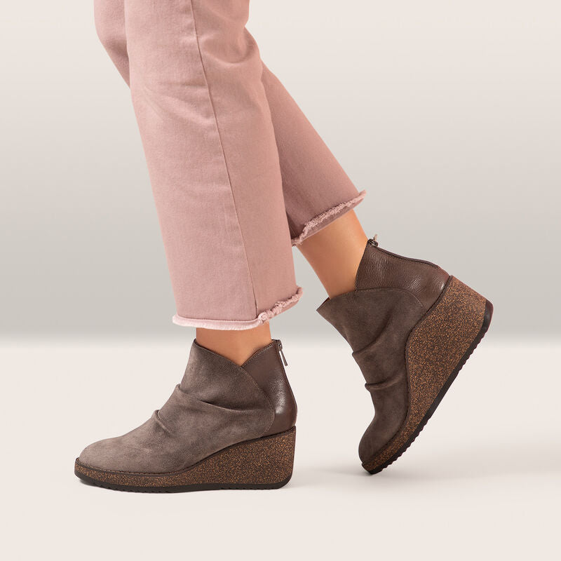 Kara Ankle Wedge Boot - Charcoal
