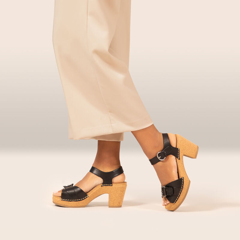 Tory Open Toe Heels - Black
