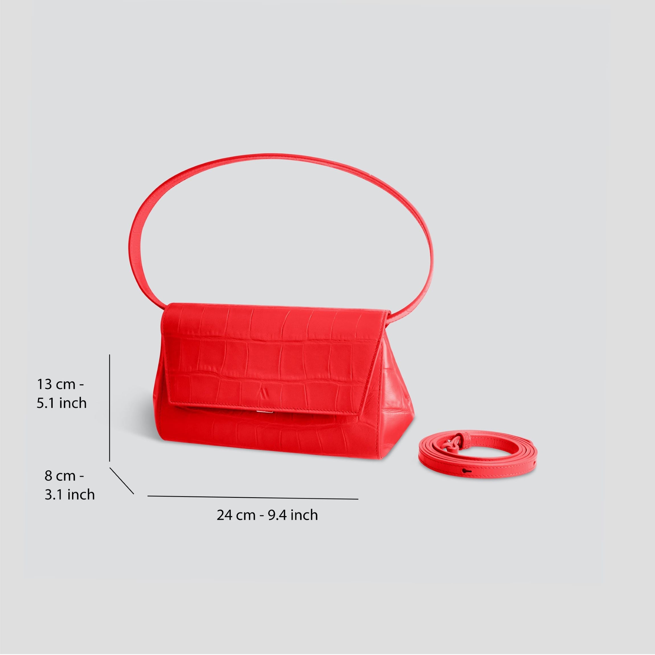 Ikon Clutch - soft croco poppy red