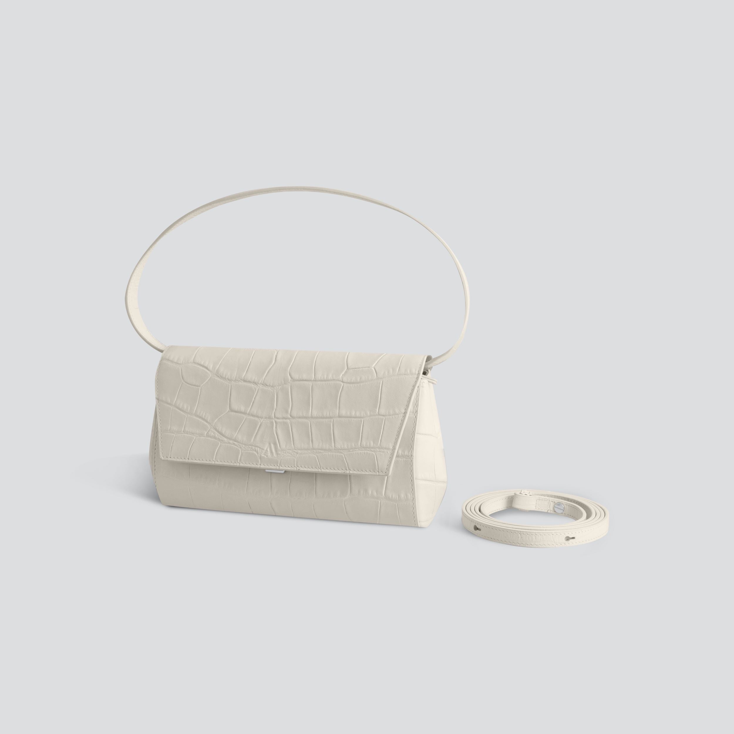 Ikon Clutch - soft croco chalk white