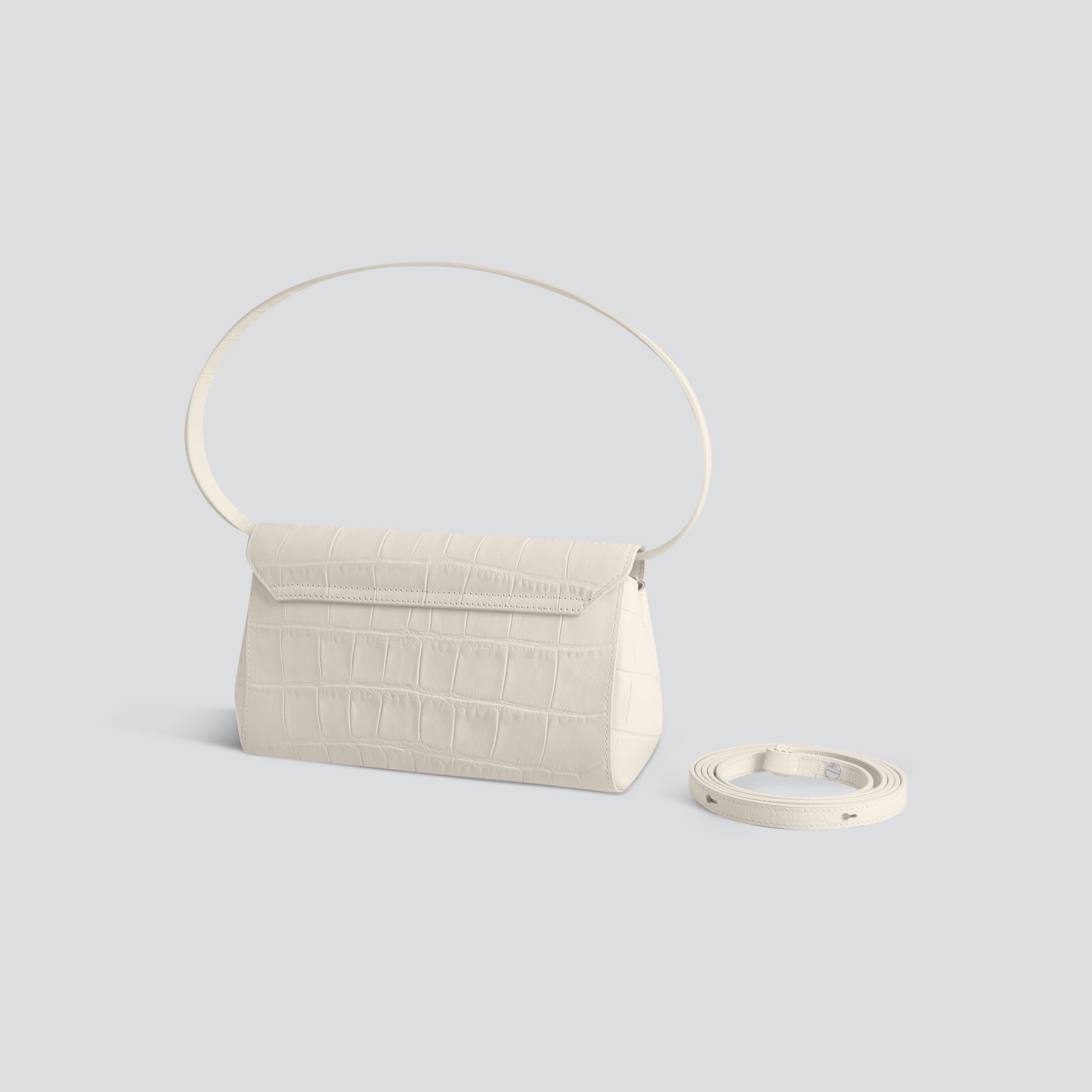 Ikon Clutch - soft croco chalk white