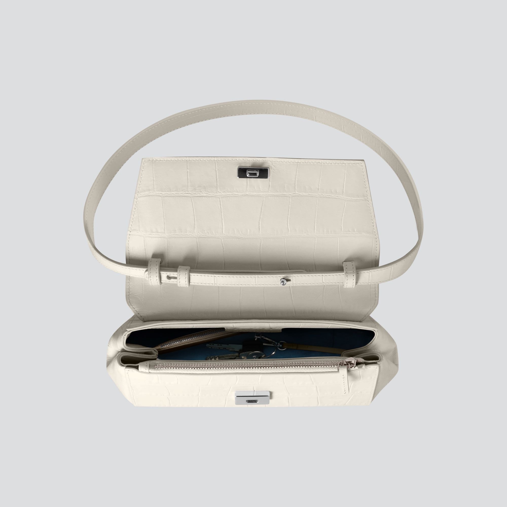 Ikon Clutch - soft croco chalk white