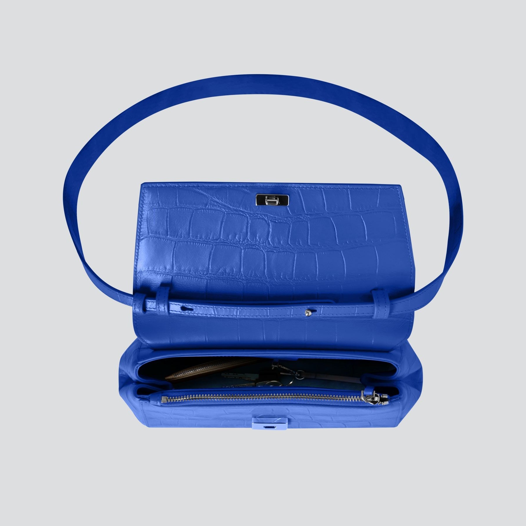 Ikon Clutch - soft croco electric blue