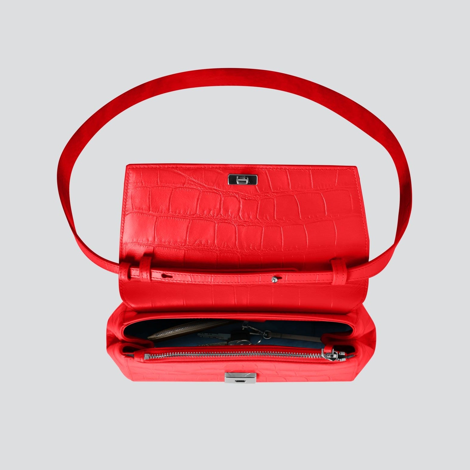Ikon Clutch - soft croco poppy red