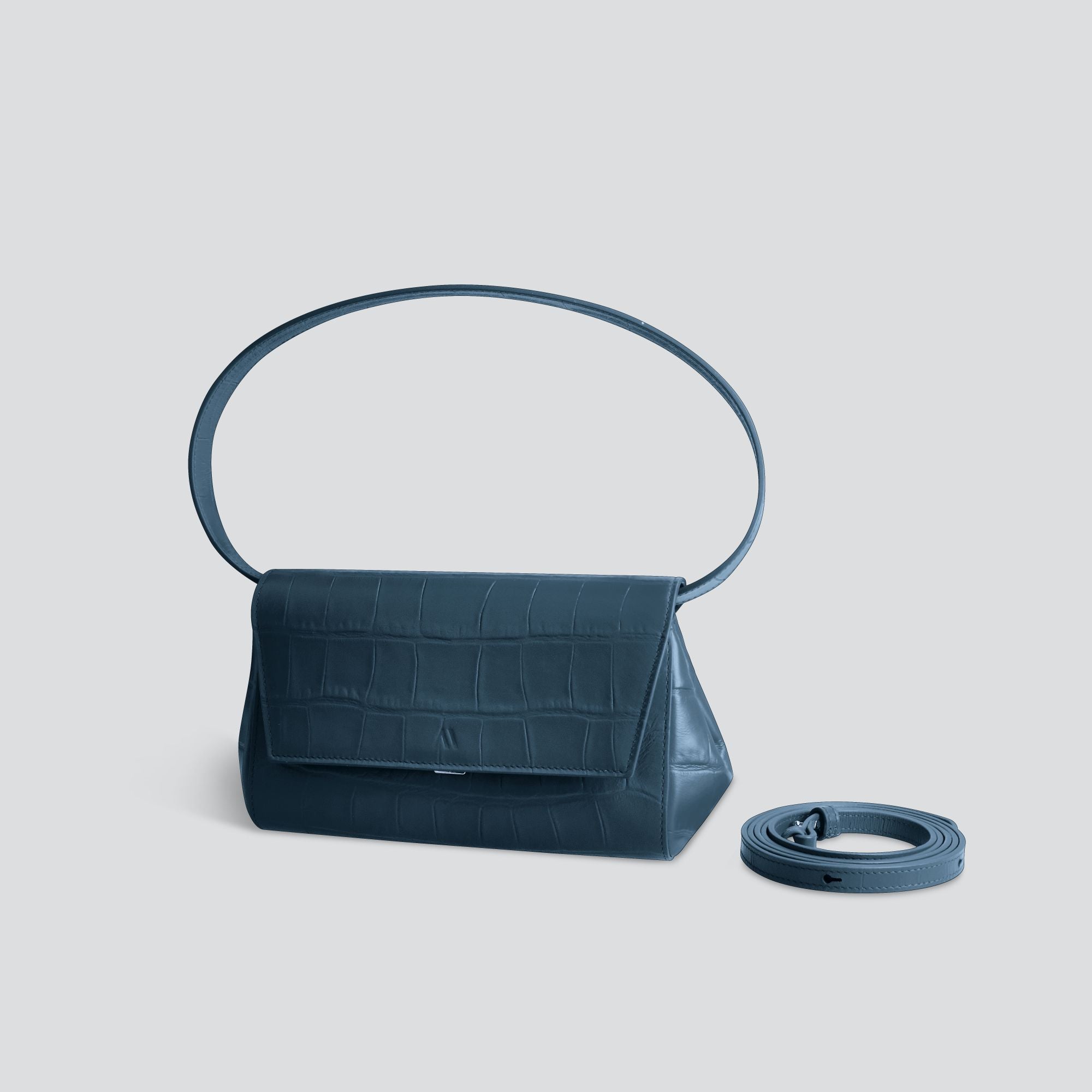 Ikon Clutch - soft croco navy blue