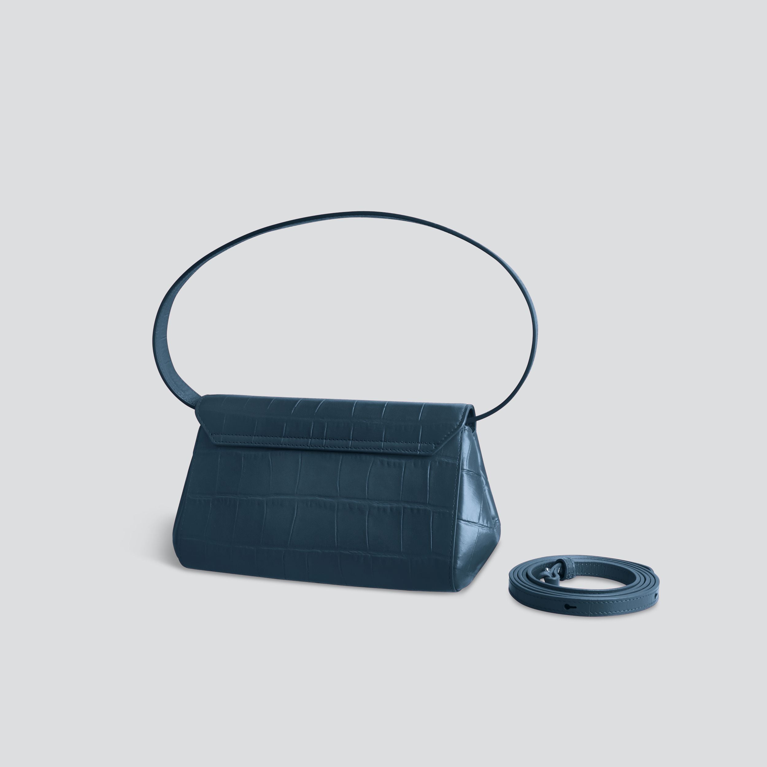 Ikon Clutch - soft croco navy blue