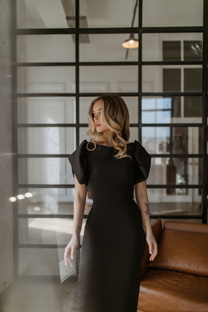 Alexa Puff Sleeve Midi Dress