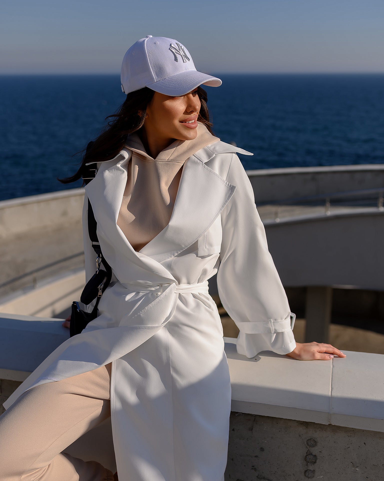White Belted Trench Coat