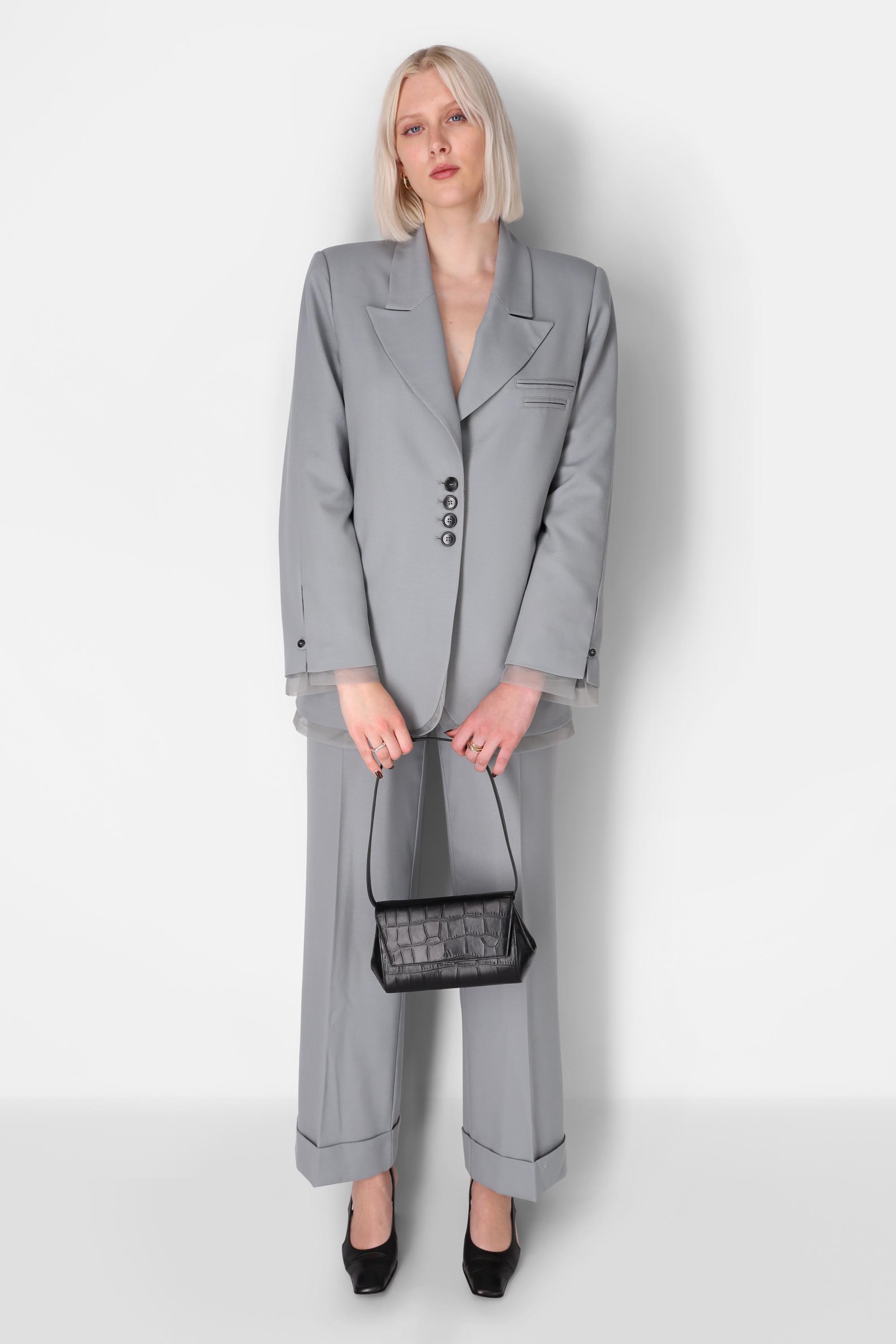 Ikon Clutch - soft croco chalk white