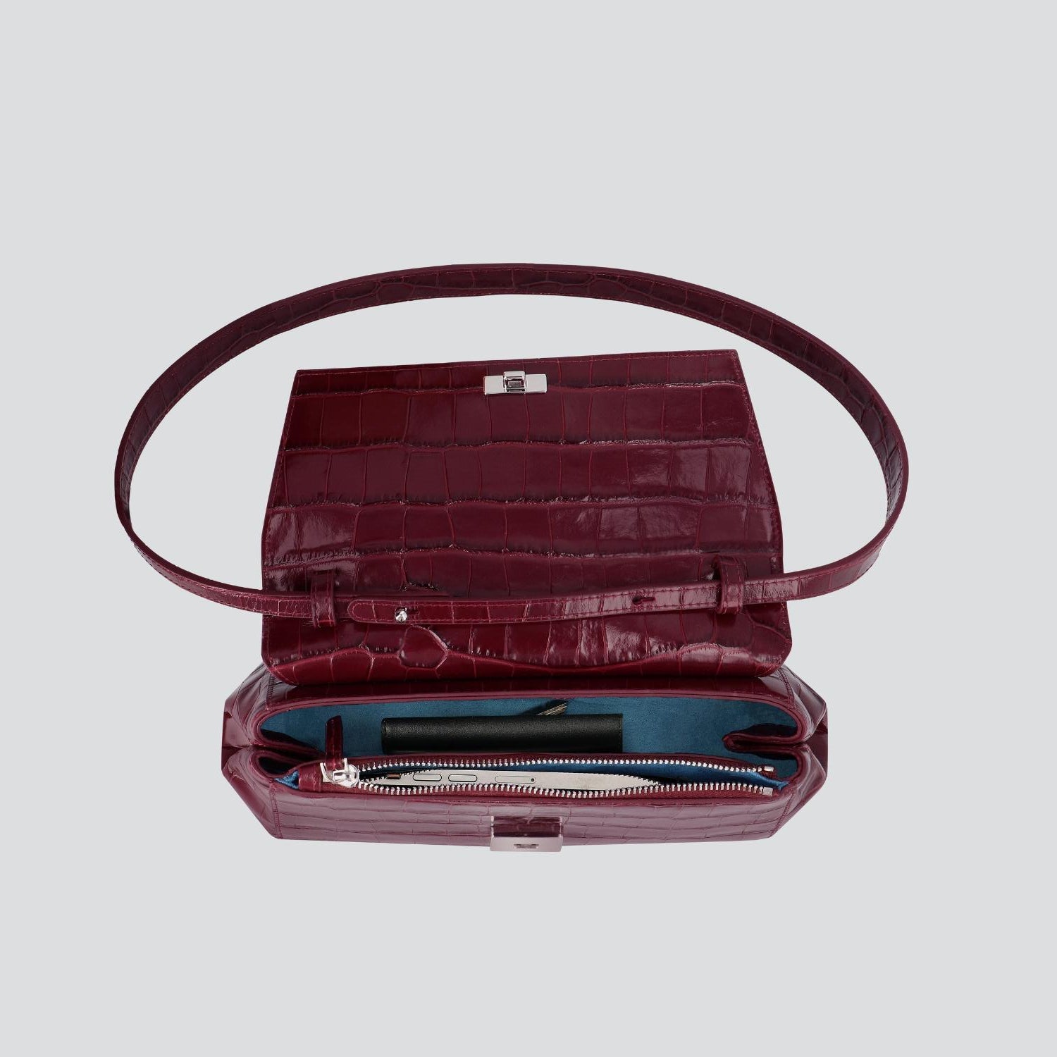 Ikon Clutch - croco aubergine