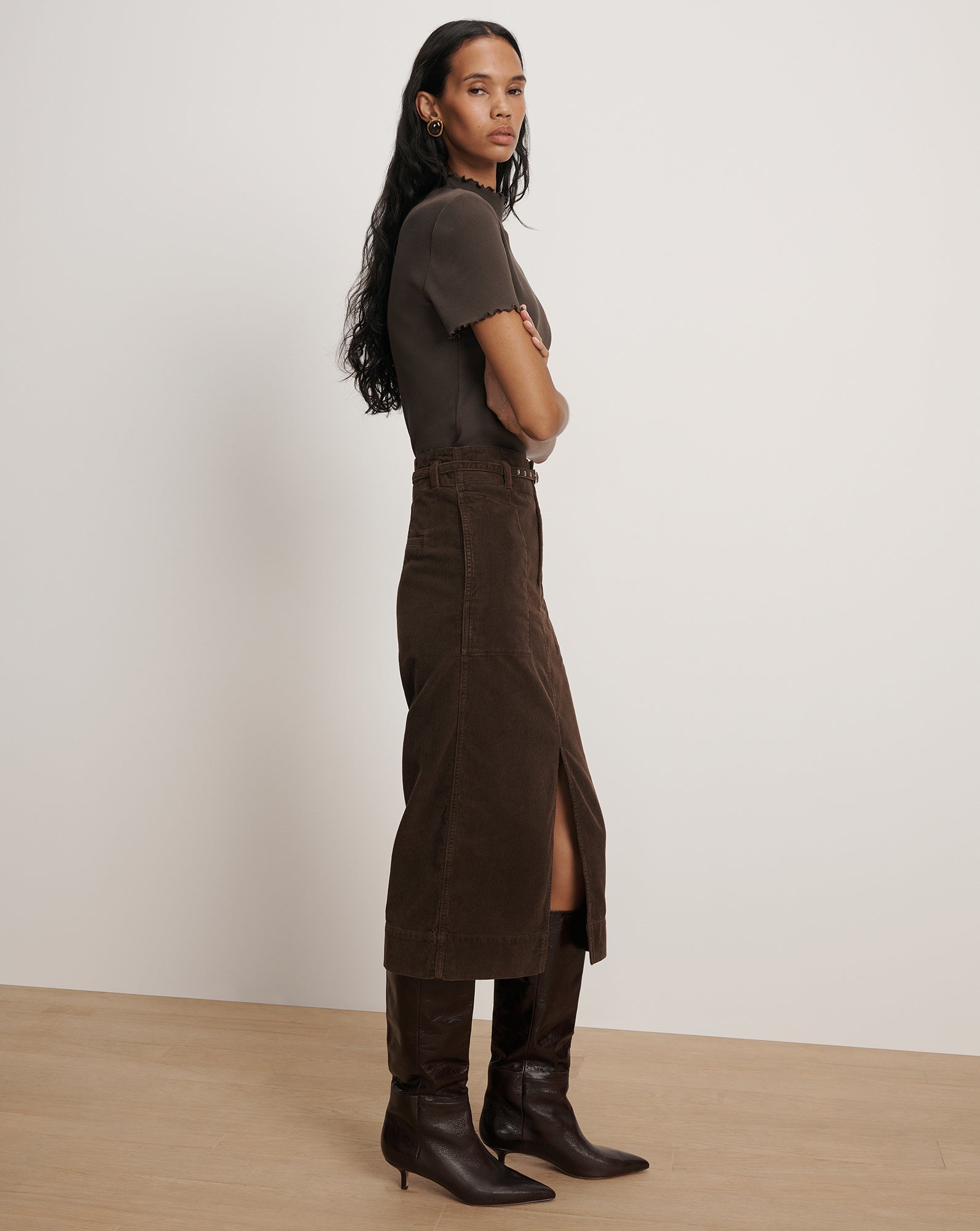 Pavana Corduroy Midi Skirt