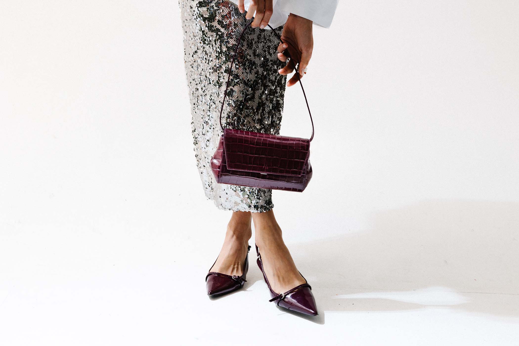 Ikon Clutch - croco aubergine