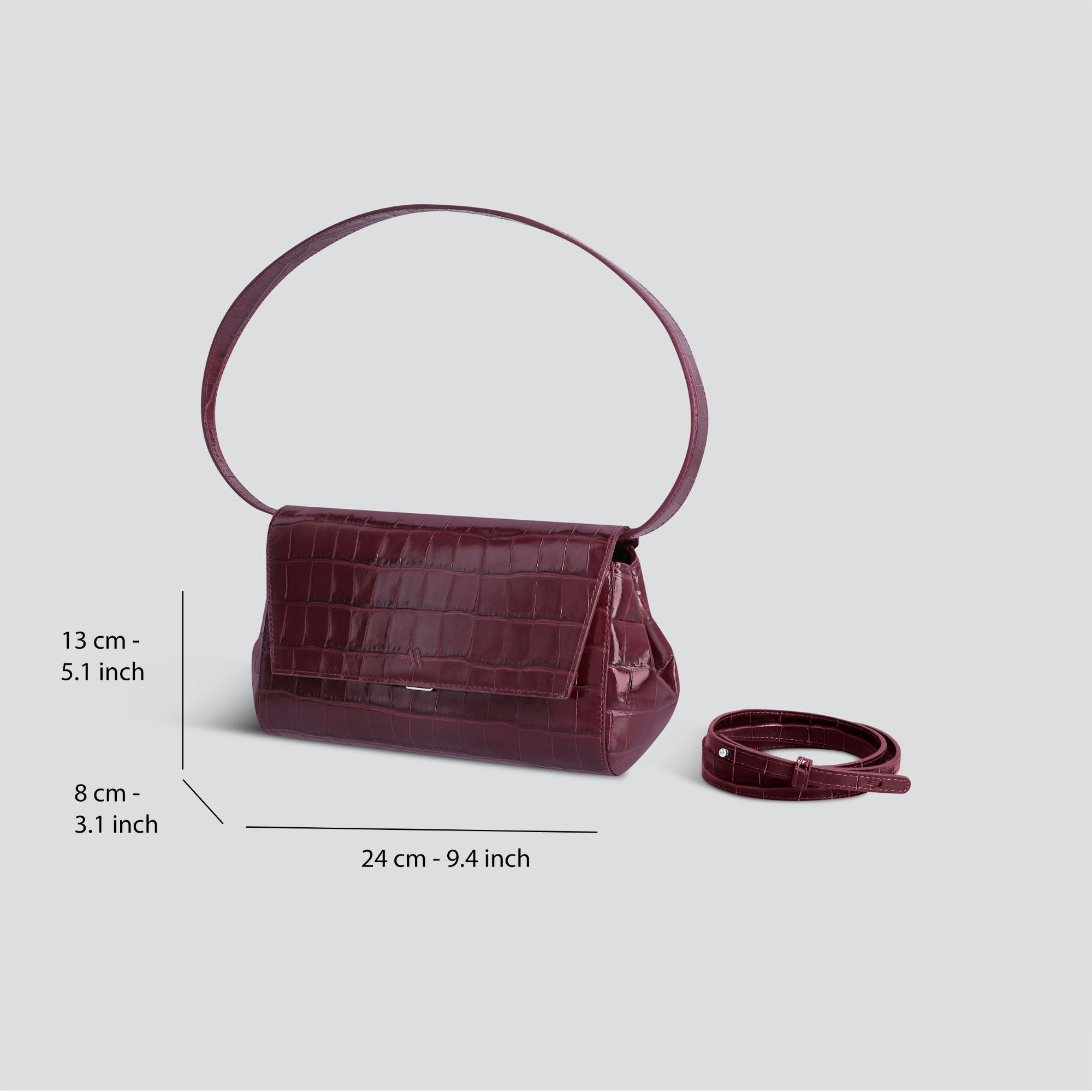 Ikon Clutch - croco aubergine