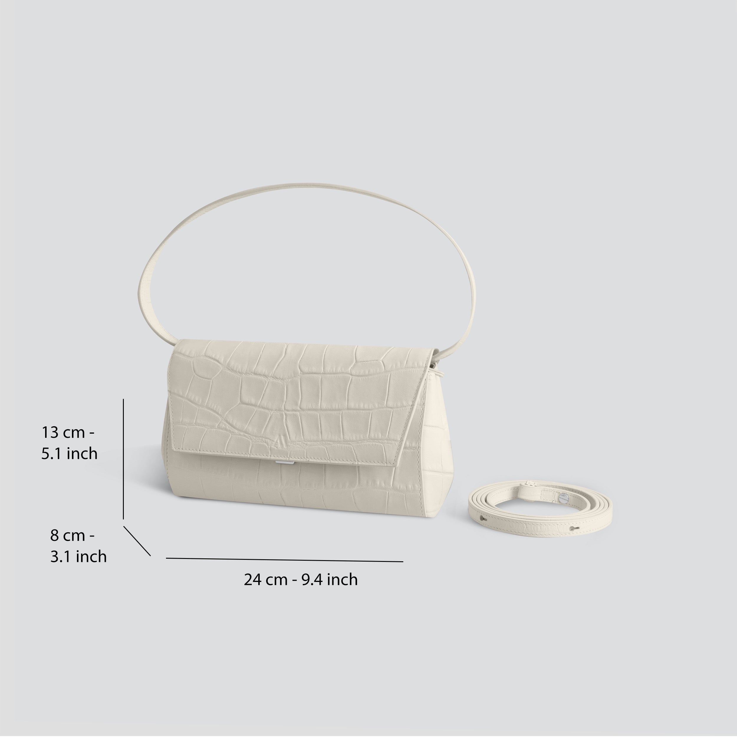 Ikon Clutch - soft croco chalk white